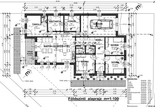 148 m2 nettó PRKFU518 alaprajz garázs