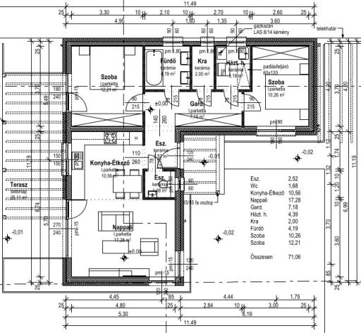 71 m2 nettó JTMUU2773 alaprajz