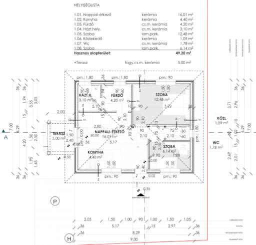 49 m2 nettó DNÚFU2323 alaprajz